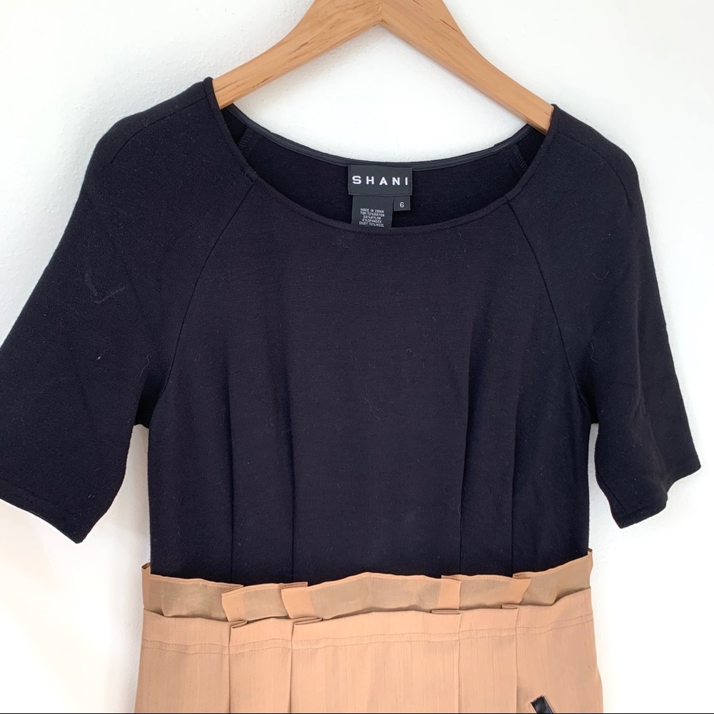 Shani | Black and Tan Mid-length Dress - Picture 2 of 12